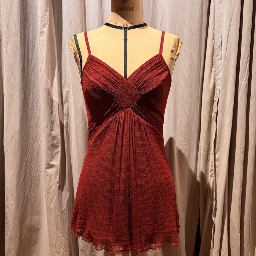 Ann Ferriday Vintage Spider Mesh Draped Babydoll Fairy Tunic Cami